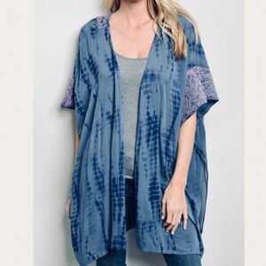 En Creme Tie Dye Embroidered kimono